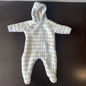 Angel Dear Blue and White Striped Plush Hooded Bunting